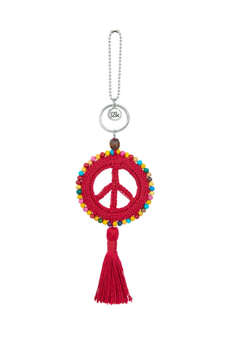 Yarnicharmz Crochet Peace Dangle, Main, color, Rocket Red
