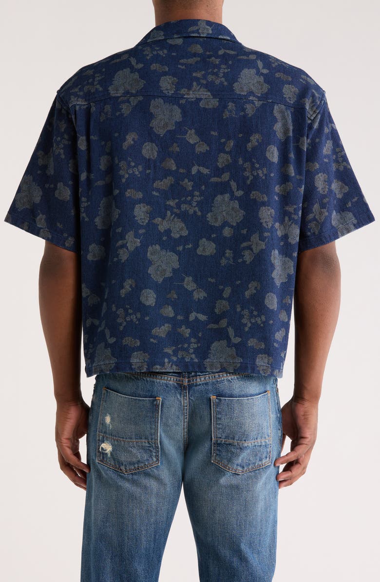 HONOR THE GIFT Floral Indigo Twill Camp Shirt, Alternate, color, Blue