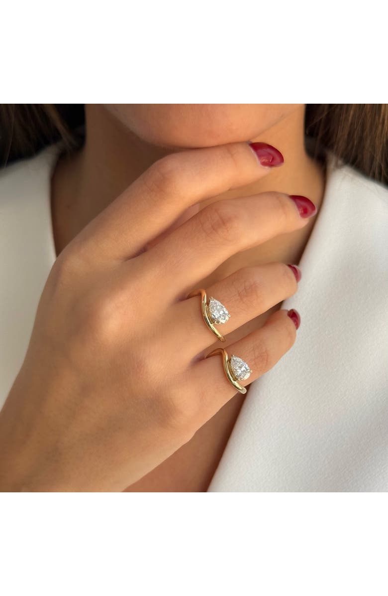 BY ADINA EDEN Lab Grown Diamond Pear Curved Pinky Ring 14K, Alternate, color, 14K Gold