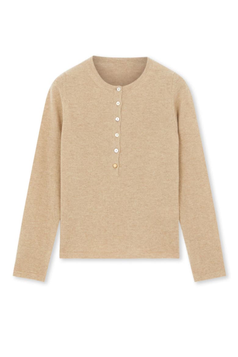 Lou Merino Wool Henley Knit, Main, color, CAMEL