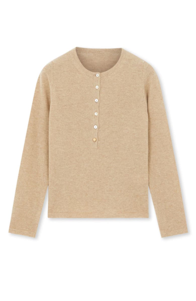 Fortela Lou Merino Wool Henley Knit, Main, color, Camel