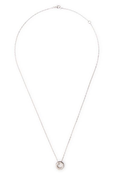 Hex Nut Lab Grown Black Diamond Pendant Necklace