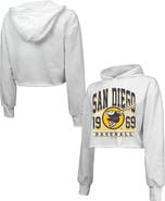 Majestic Threads Women's Majestic Threads White San Diego Padres Cropped Have A Field Day Tri-Blend Hoodie