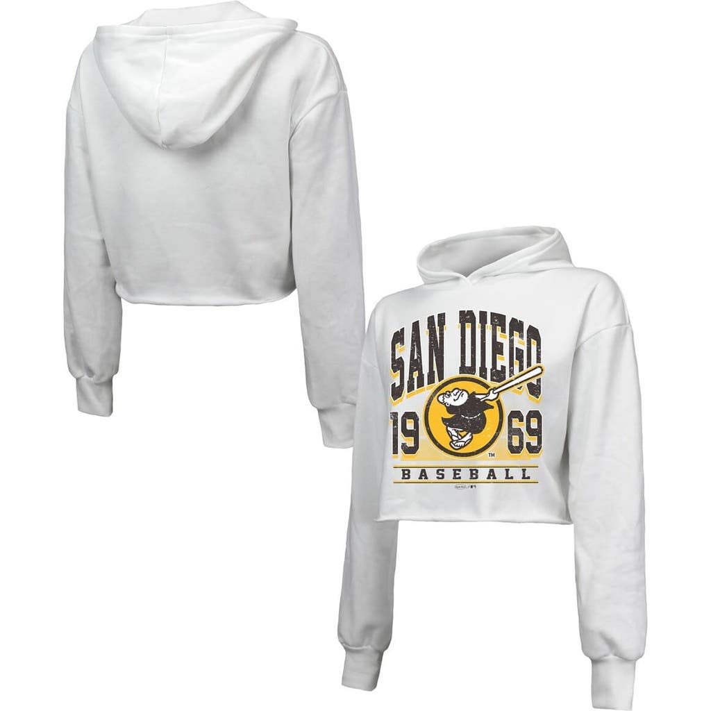 Majestic Threads White San Diego Padres Cropped Have A Field Day Tri-blend Hoodie