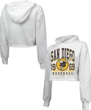 Majestic Threads Women's Majestic Threads White San Diego Padres Cropped Have A Field Day Tri-Blend Hoodie