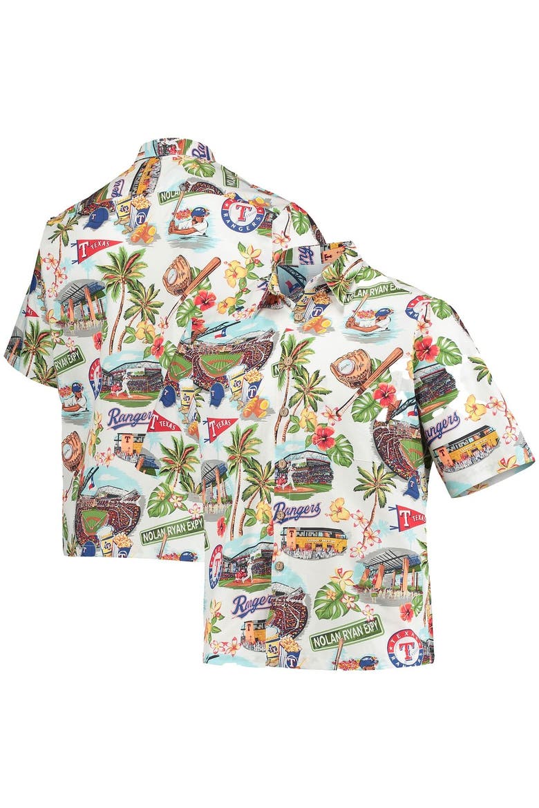 Men's Reyn Spooner White Texas Rangers Scenic Button-Up Shirt, Main, color, White