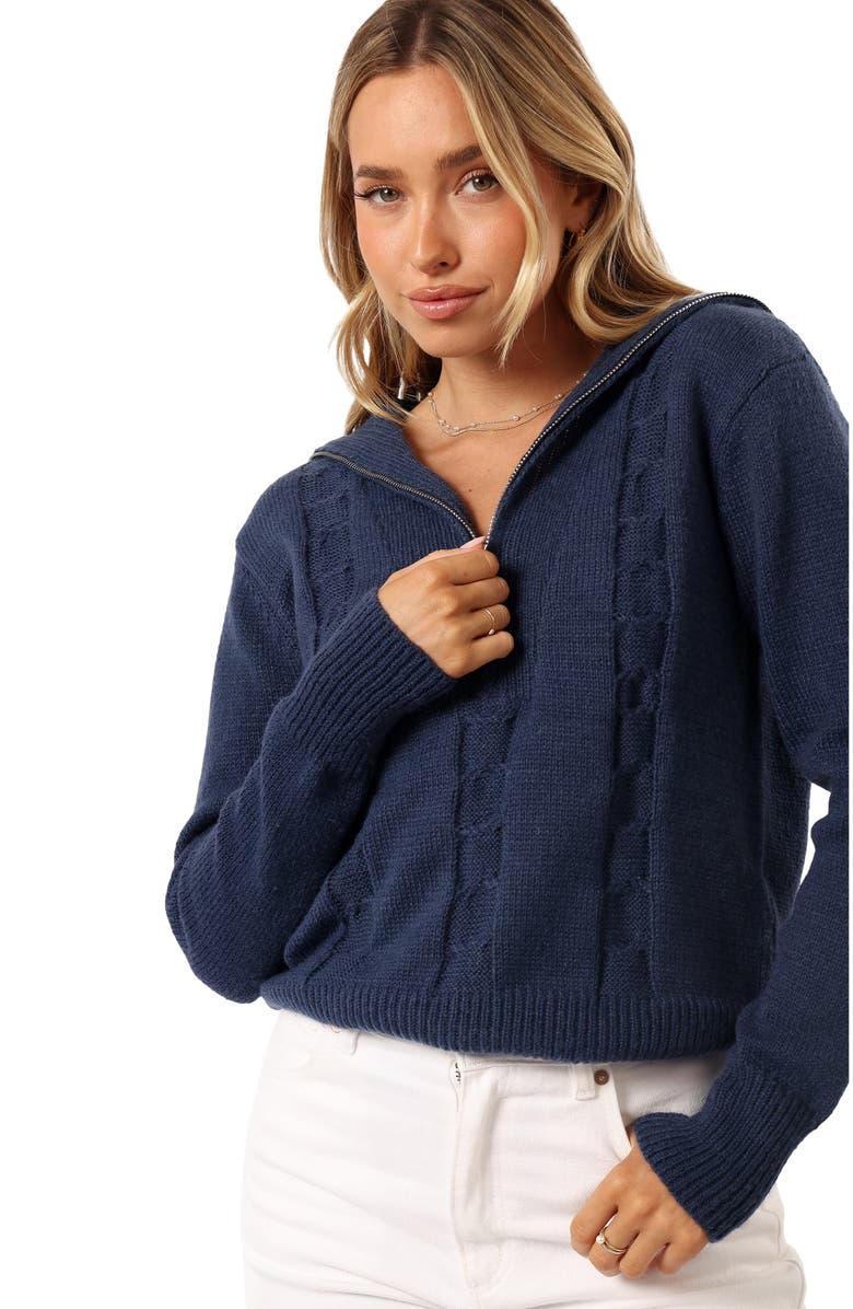 Petal & Pup Viara Half Zip Sweater, Alternate, color, Navy