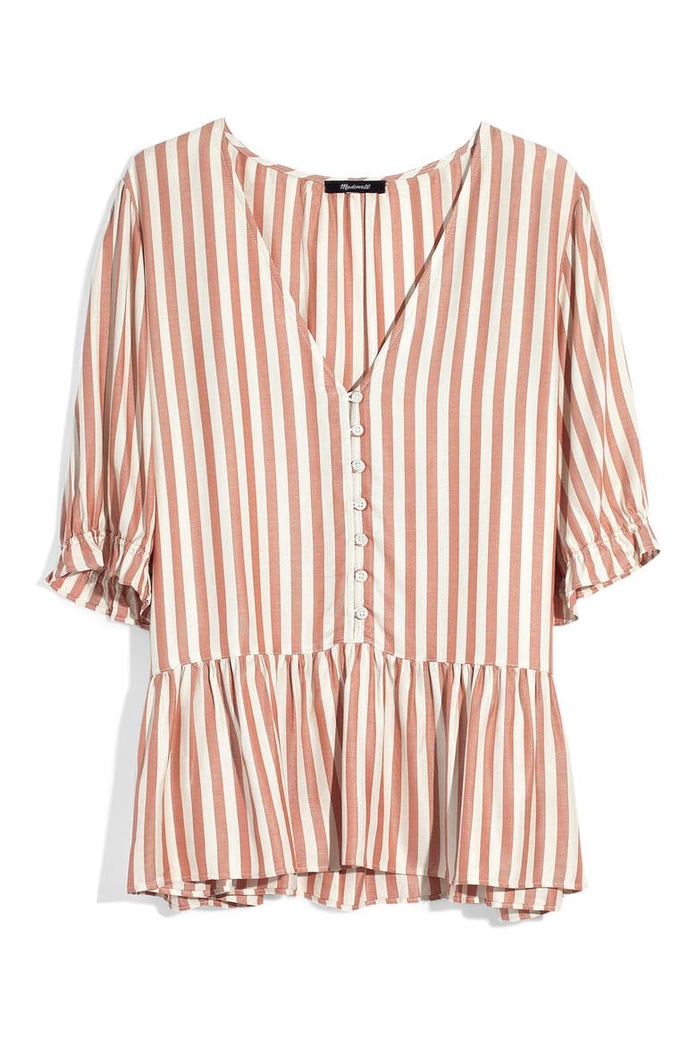 Courtyard Ruffle Hem Top, Alternate, color, STRIPE