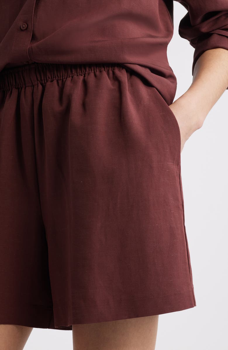 Nordstrom Elastic Waist Shorts, Alternate, color, Brown Raisin