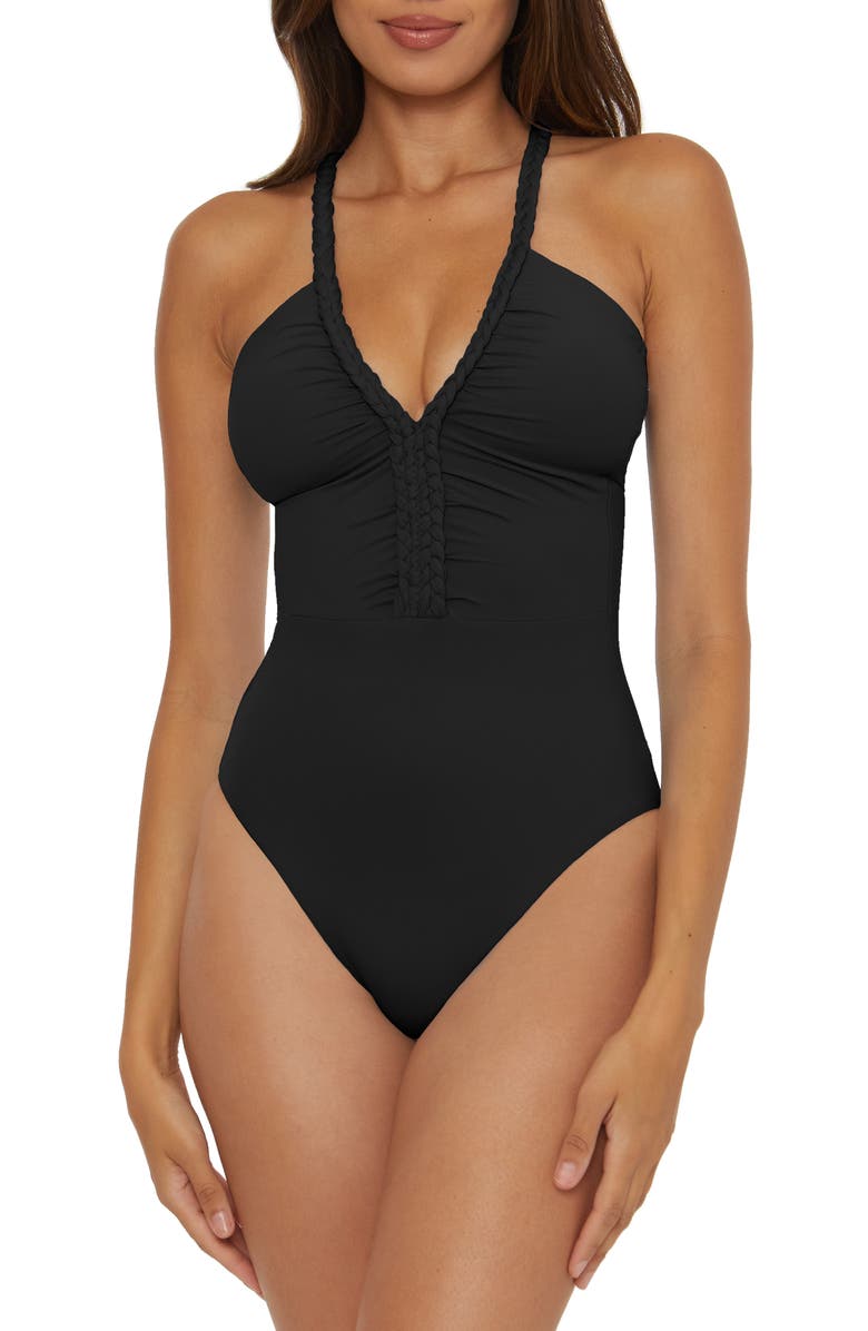 Soluna Lake Side Tie Back One-Piece Swimsuit, Main, color, Black