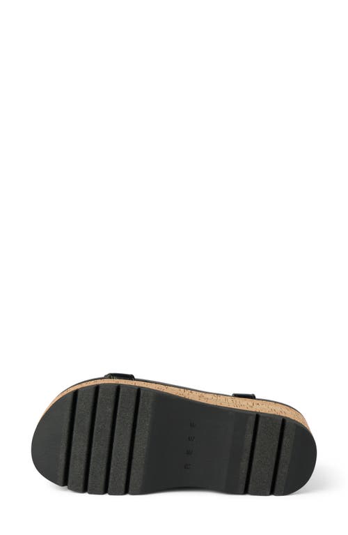 Reef Cushion Tide Higher Ankle Strap Platform Wedge Sandal In Black Cork