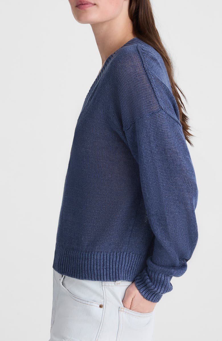 Madewell Arline Linen V-Neck Pullover, Alternate, color, Petrol Navy