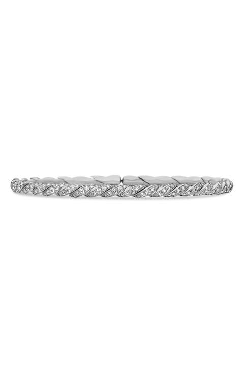 Pavéflex Single Row Bracelet with Diamonds in 18K White Gold