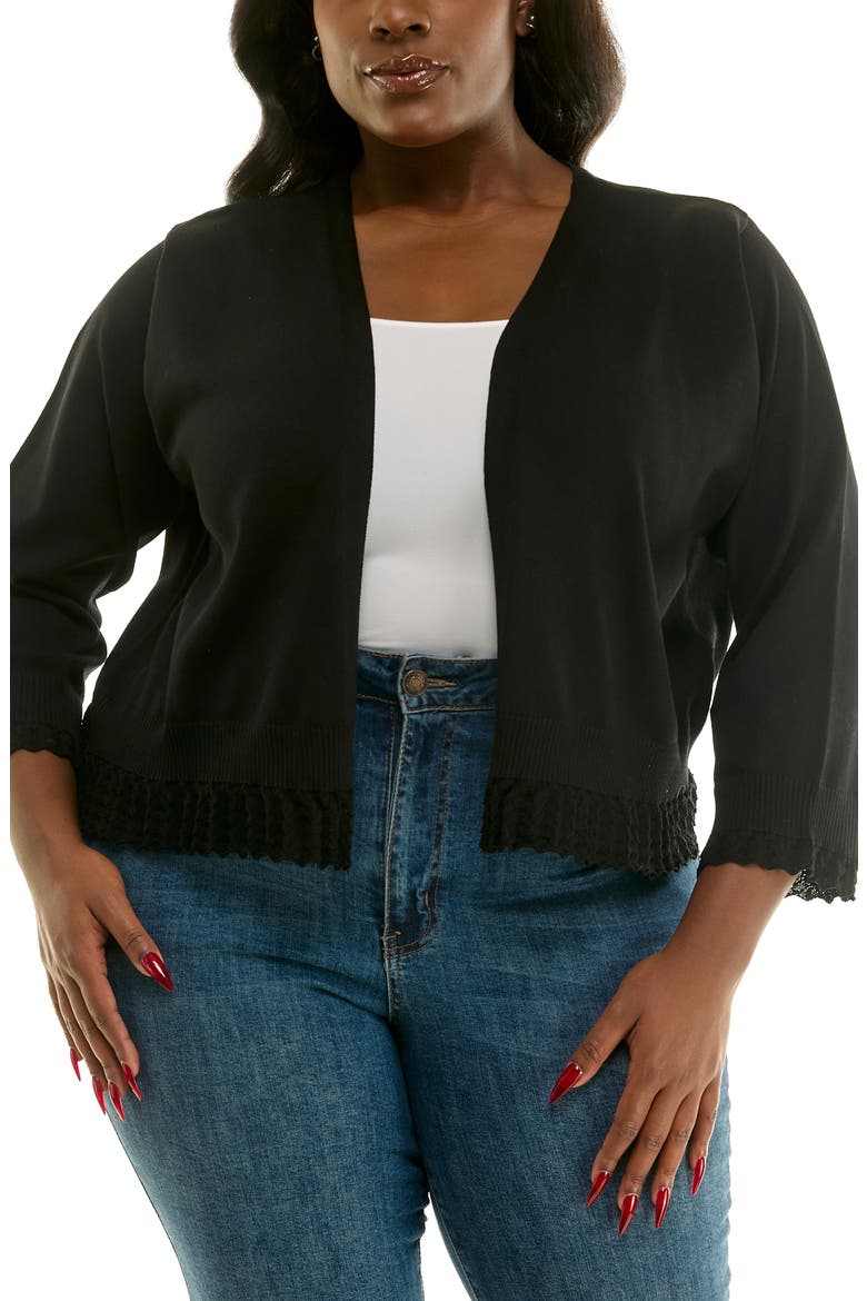Scalloped Lace Trim Bolero, Main, color, BLACK