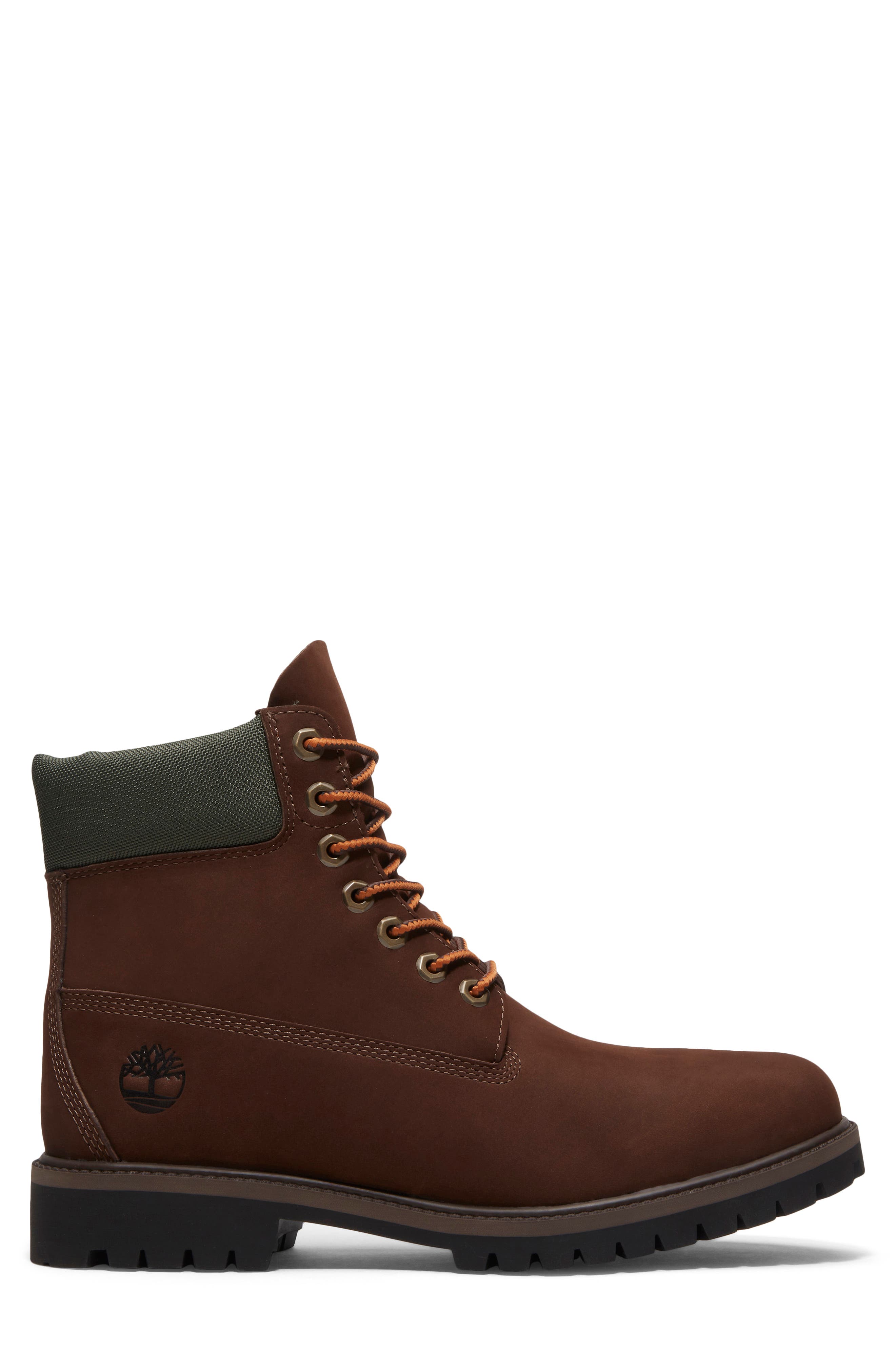 Premium Heritage 6-Inch Waterproof Boot, Main, color, DK BROWN NUBUCK W GOLD