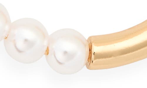Ettika Faux Pearl Hoop Earrings In Gold