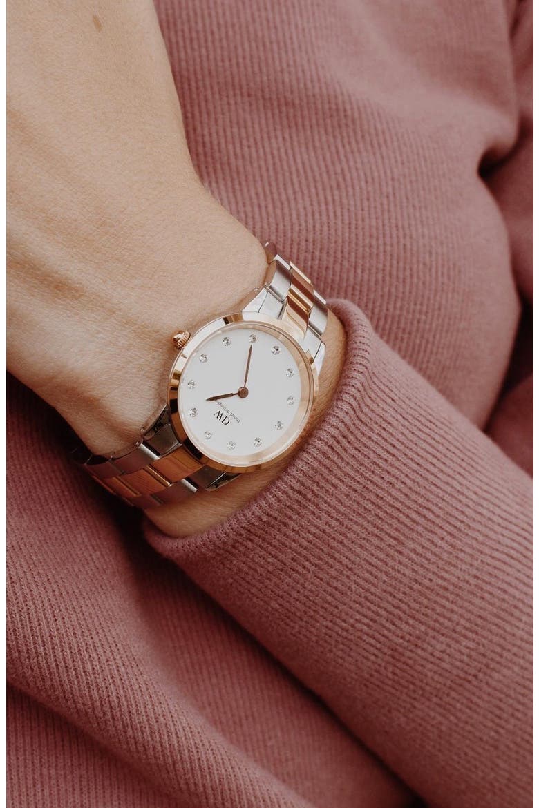 Iconic Lumine Bracelet Watch, 28mm, Alternate, color, ROSE GOLD/ SILVER
