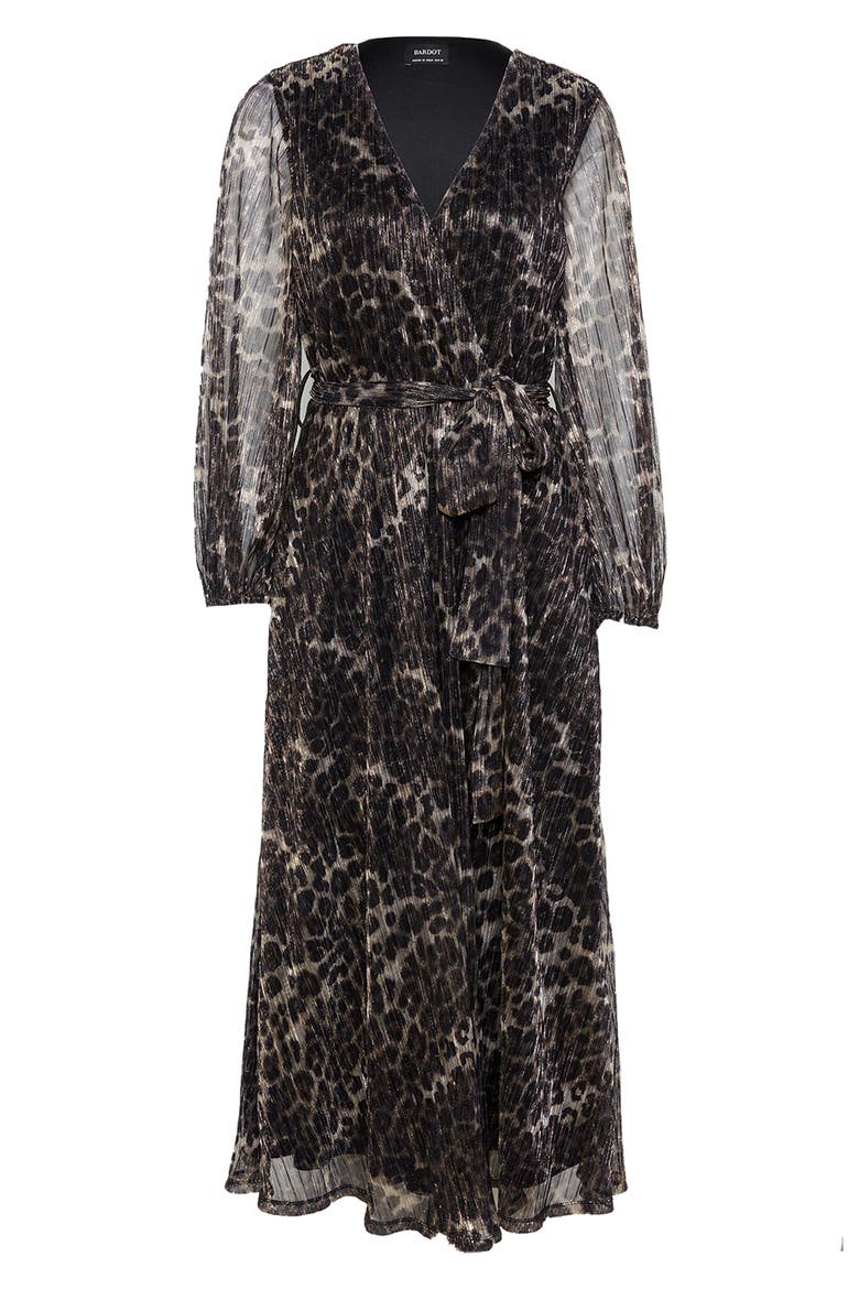 Metallic Stripe Leopard Plissé Midi Dress, Alternate, color, PLISSE LEOPARD