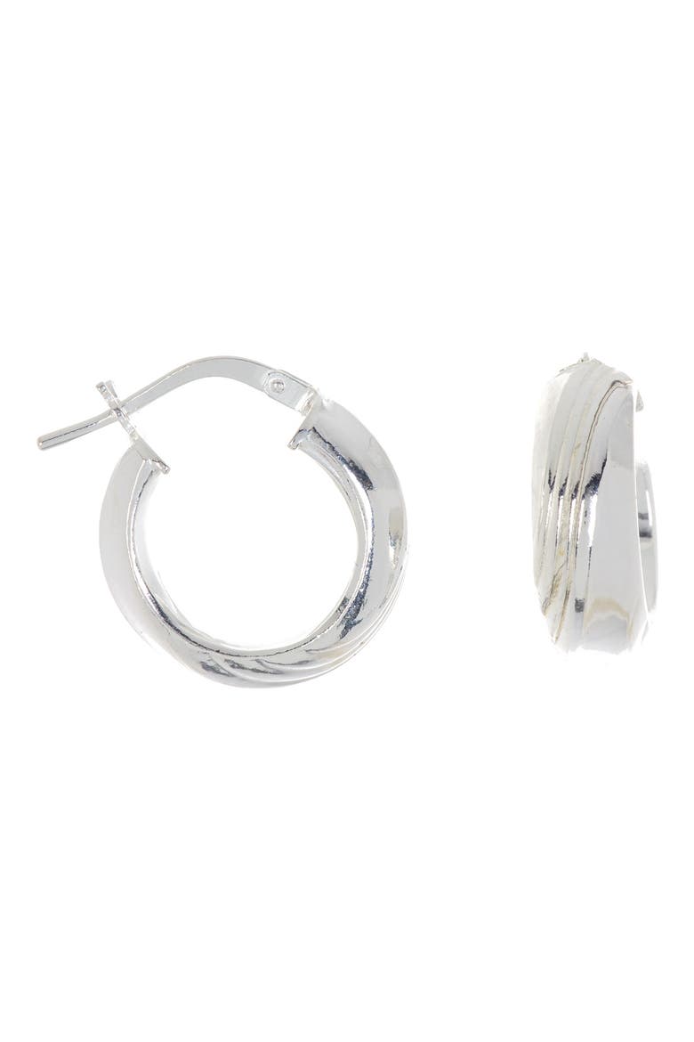 Argento Vivo Sterling Silver Twist Texture Huggie Hoop Earrings (Women ...