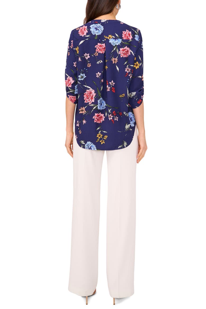 Floral Print Roll Tab Top, Alternate, color, NAVY FLORAL