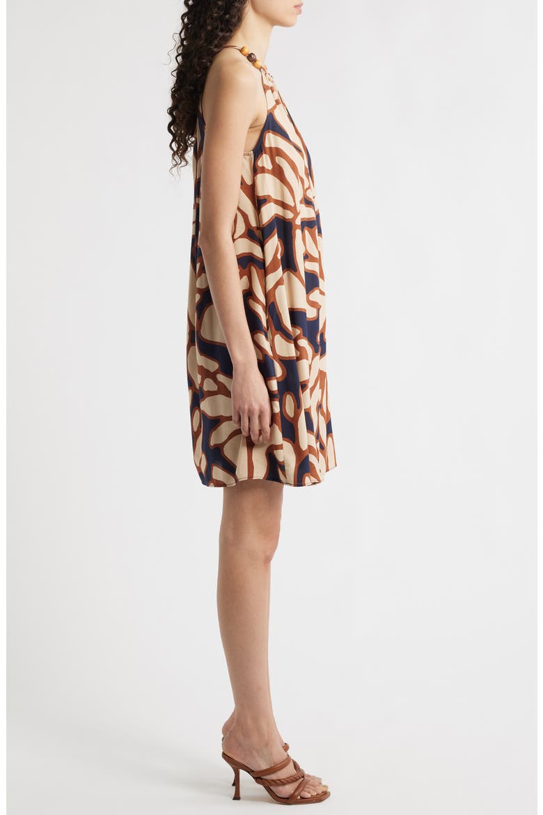 Beaded Halter Dress, Alternate, color, CAMEL BEIGE