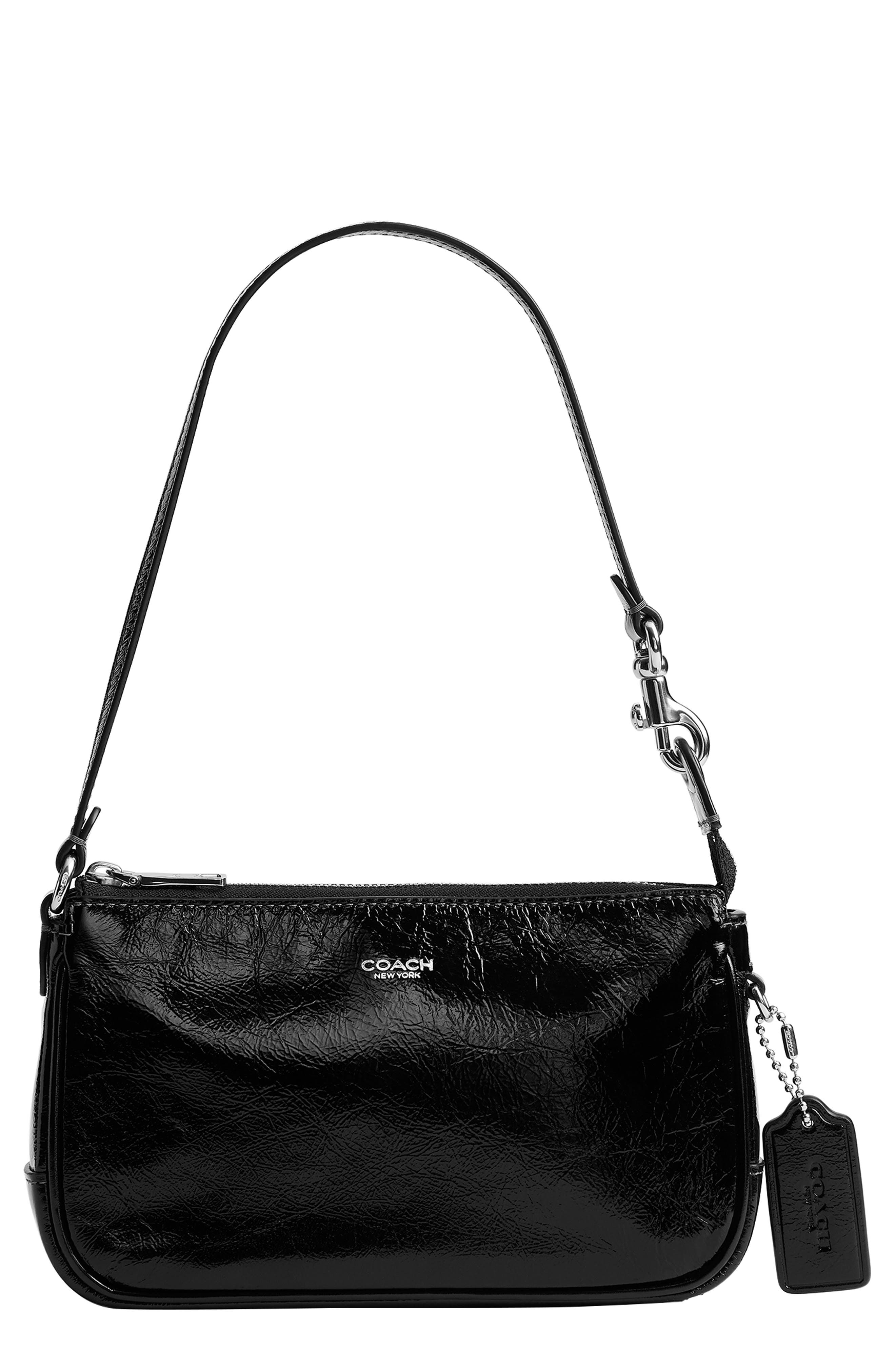 Plaza 18 Leather Baguette Bag, Main, color, LH/BLACK