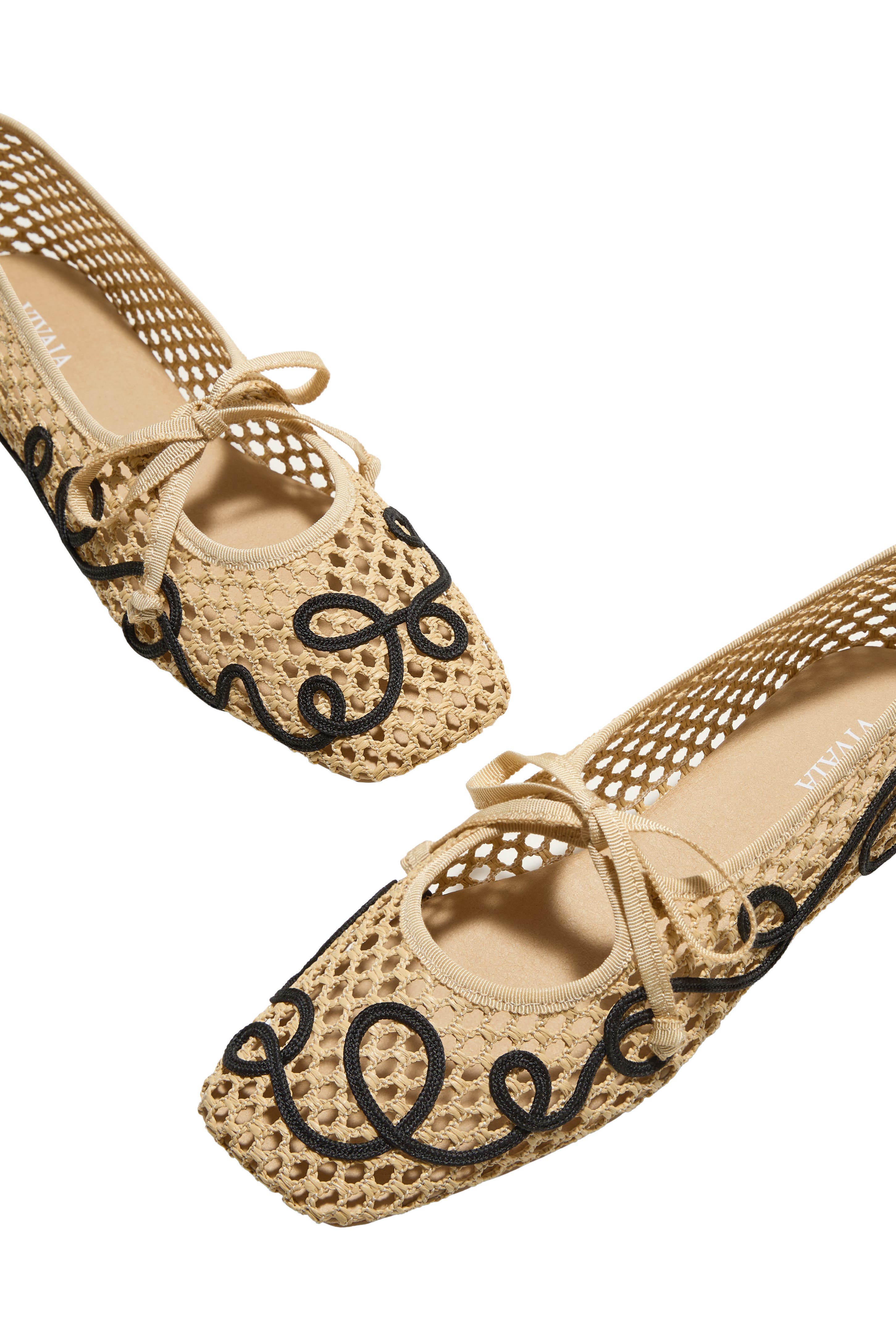Margot Square-Toe Mesh Flats, Alternate, color, NATURAL/BLACK