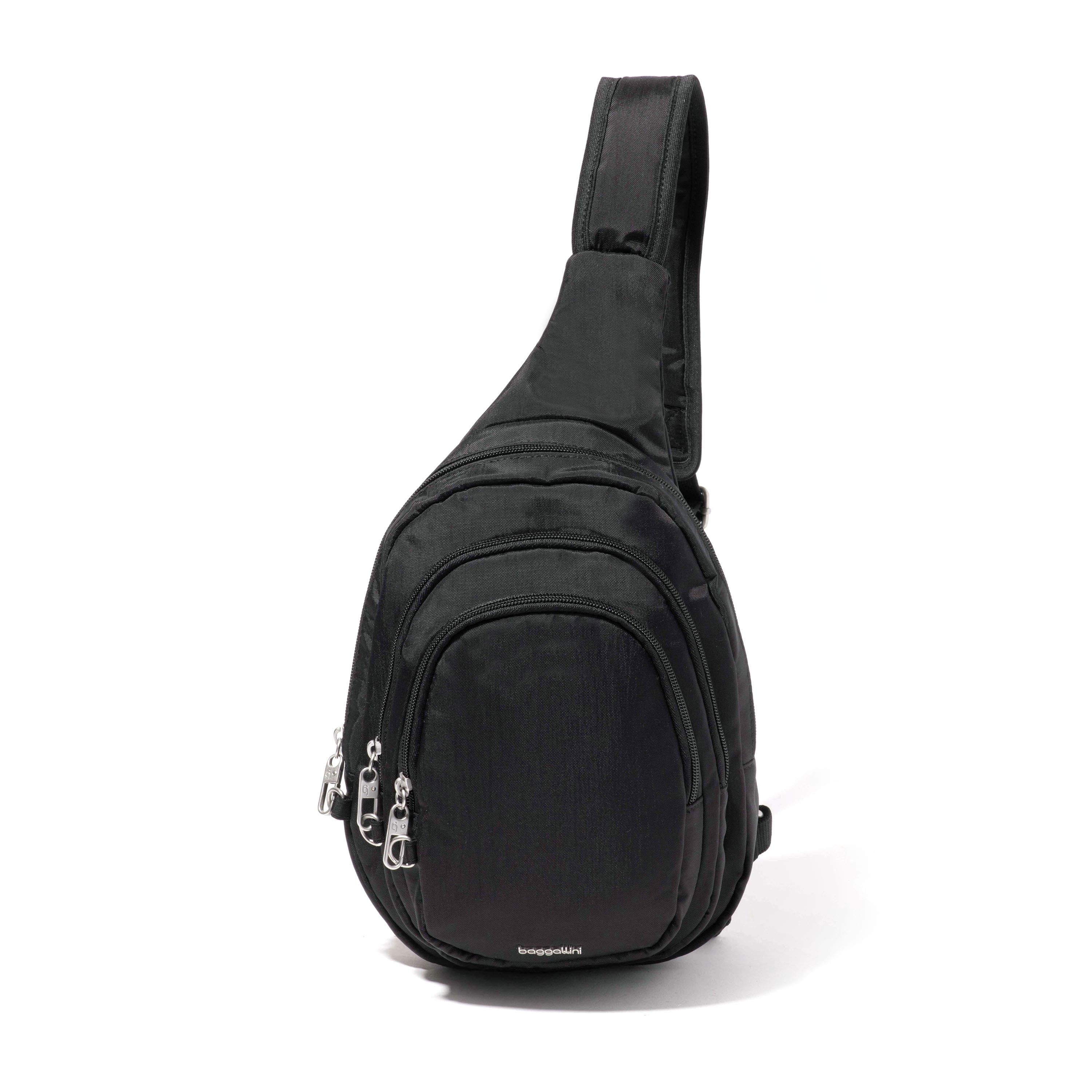 BAGGALLINI Securtex Anti-Theft Multi Zip Sling, Main, color, Black