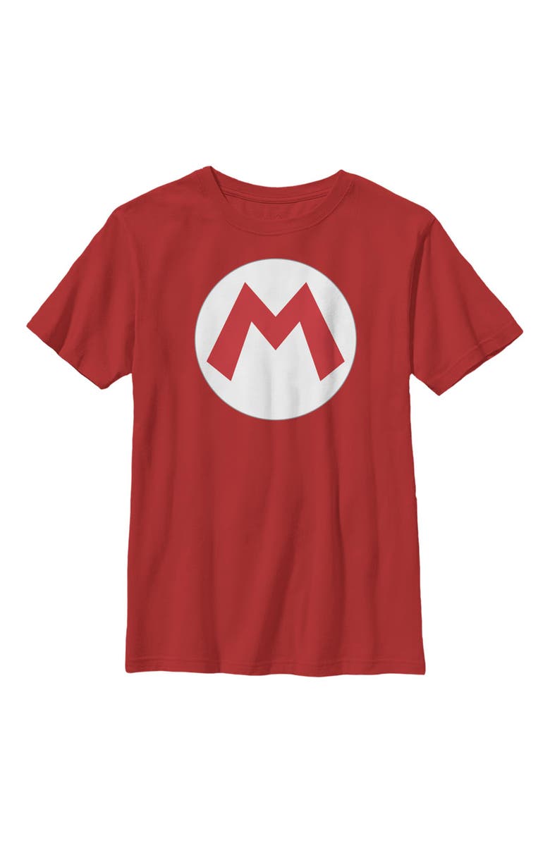 NINTENDO Boy's Nintendo Mario Circle Icon  Graphic T-Shirt, Main, color, Red