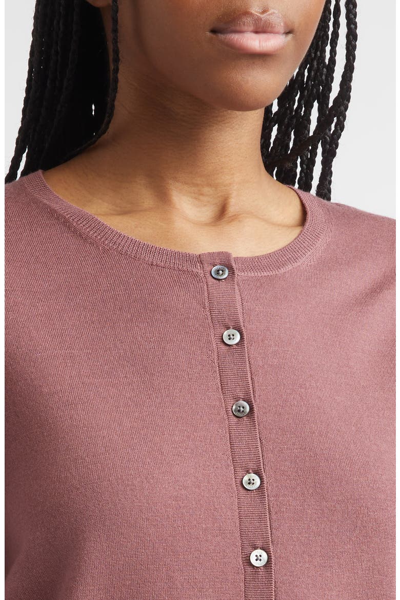 James Merino Wool Crewneck Cardigan, Alternate, color, DUSTY ROSE