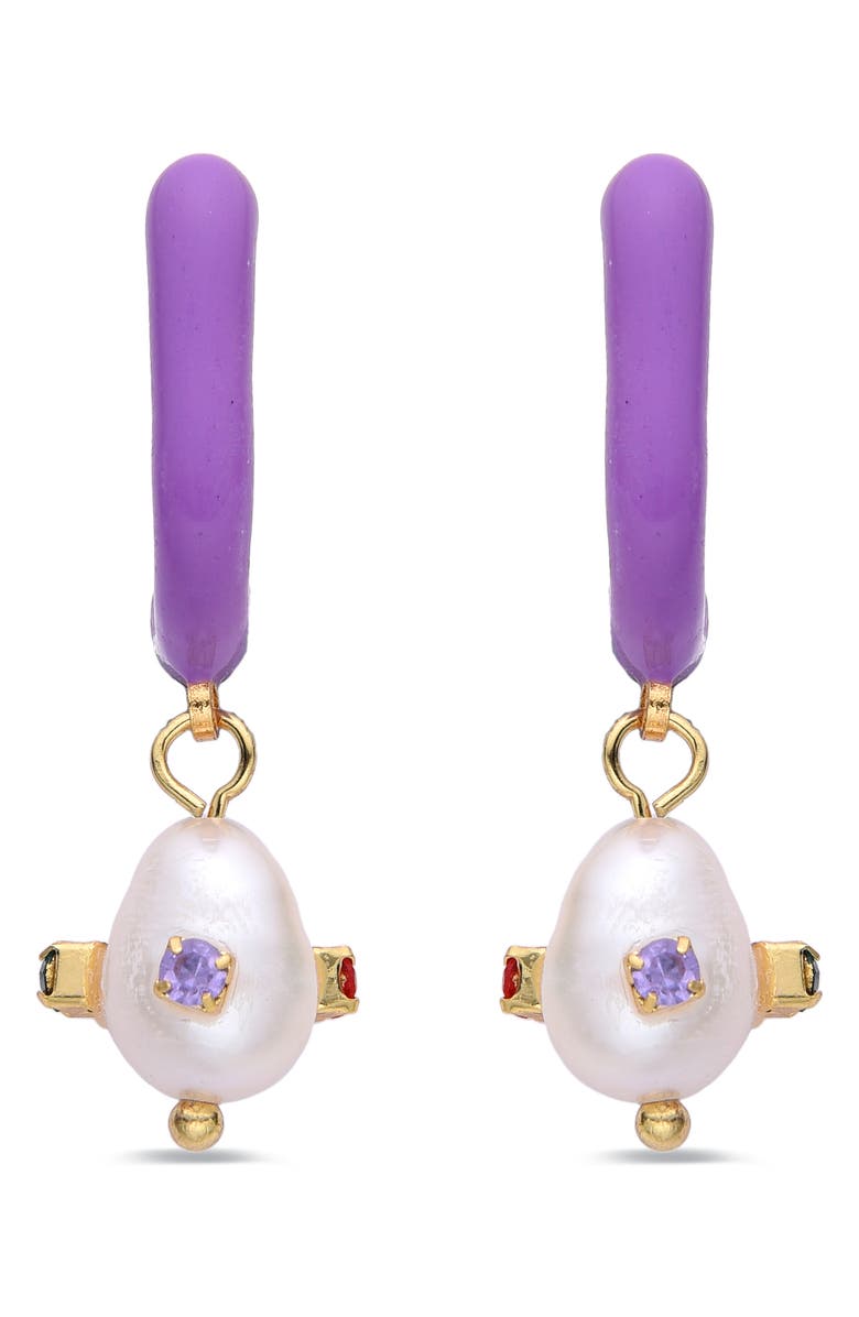 EYE CANDY LOS ANGELES Colette Enamel, Crystal & Imitation Pearl Drop Earrings, Alternate, color,