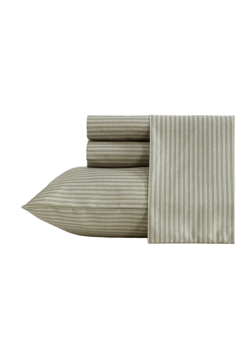 Twill Stripe Texture Sheet Set, Main, color, MOSS