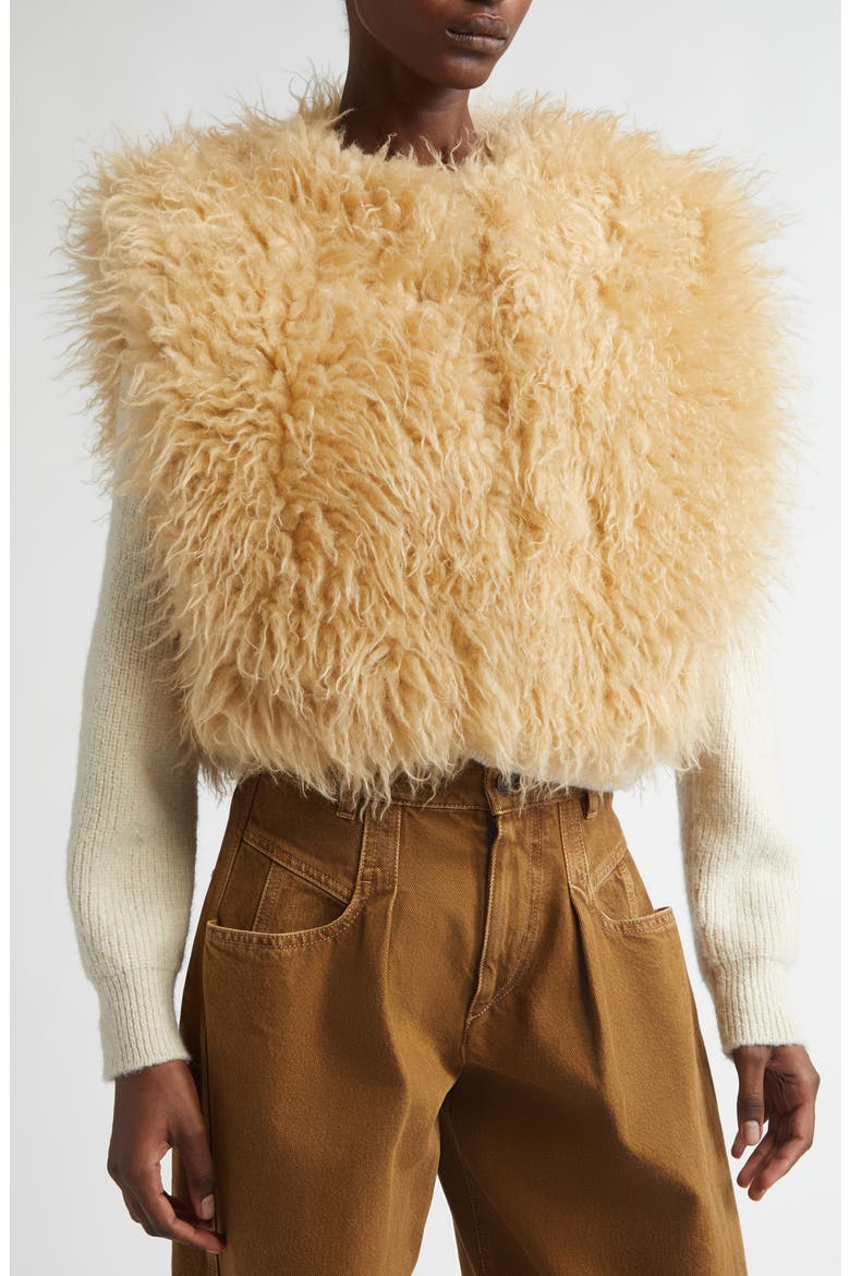 Florana Faux Fur Vest, Alternate, color, PALE YELLOW
