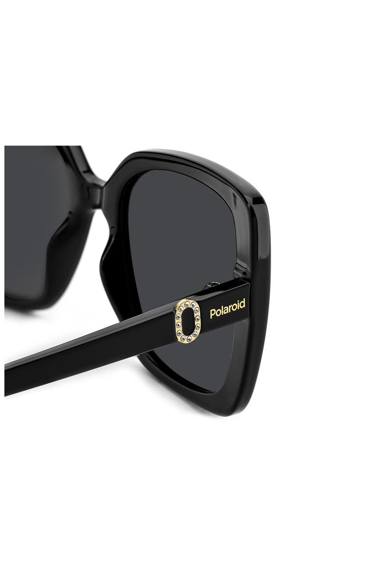 55mm Polarized Rectangular Sunglasses, Alternate, color, BLACK/ GREY