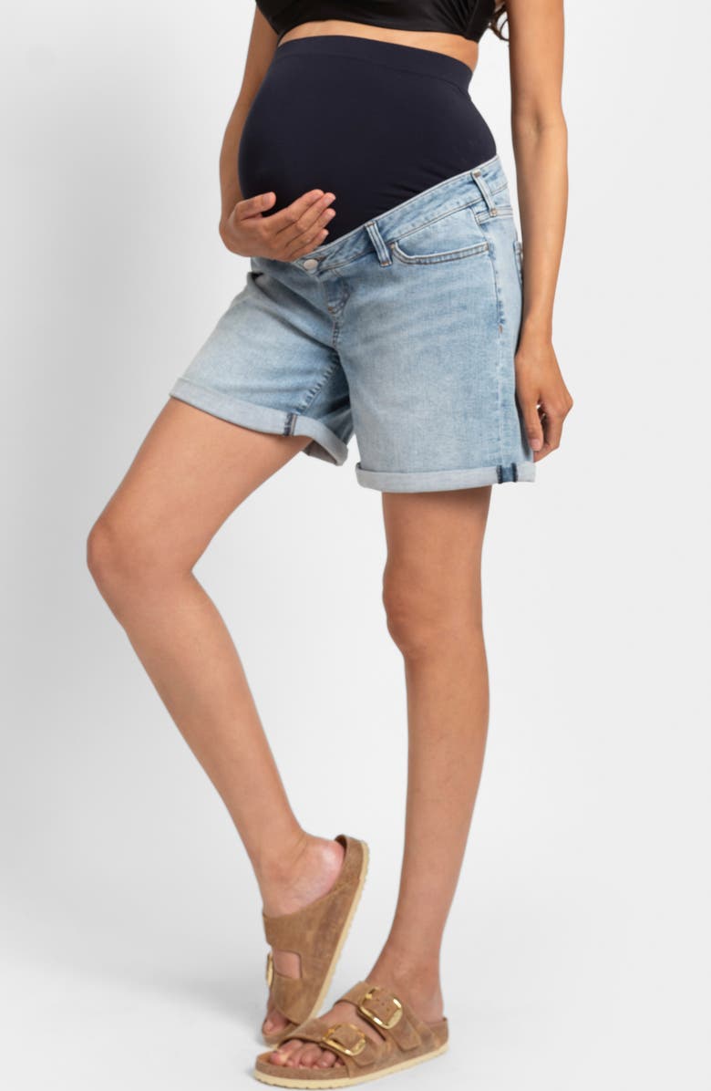 Seraphine Over the Bump Denim Maternity Shorts, Alternate, color, Light Vintage