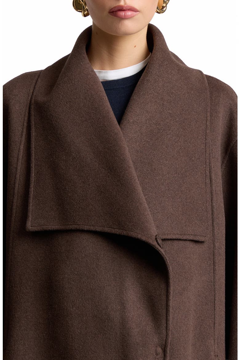 Shawl Collar Long Coat, Alternate, color, DARK TRUFFLE