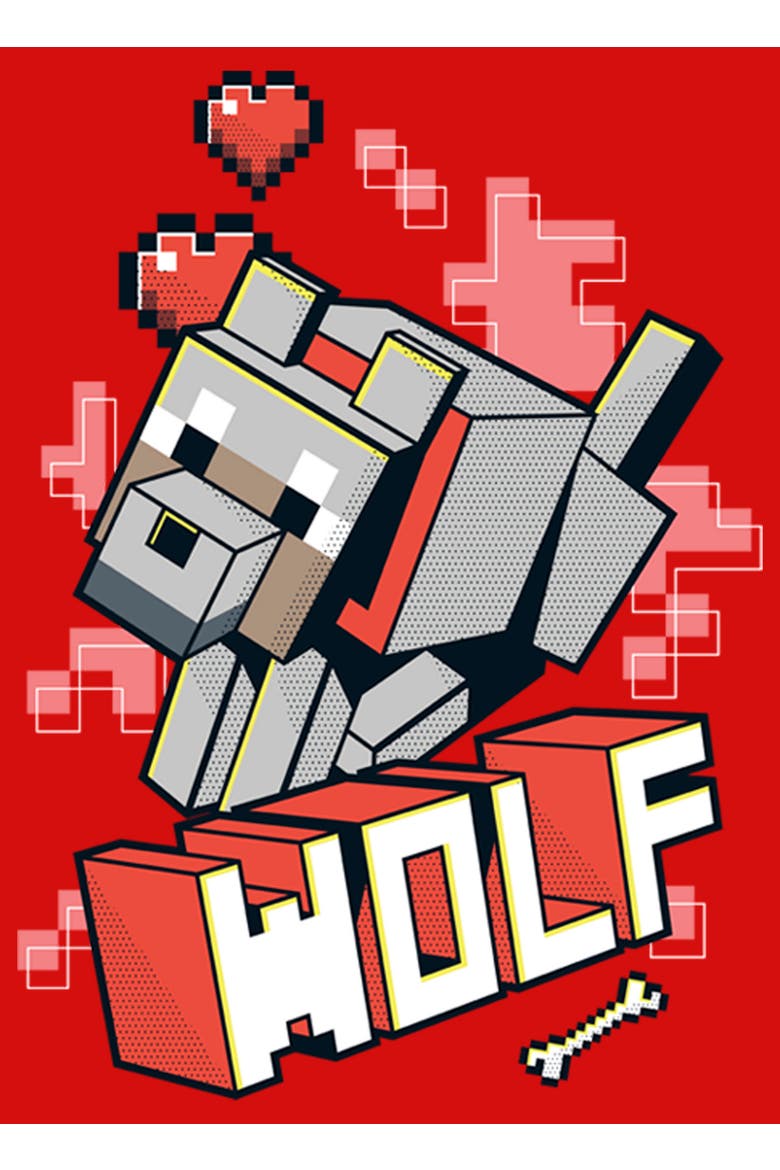 Girl's Minecraft Wolf  Graphic T-Shirt, Alternate, color, Red