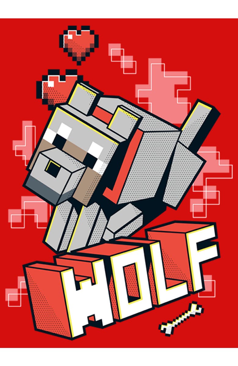 MINECRAFT Girl's Minecraft Wolf  Graphic T-Shirt, Alternate, color, Red