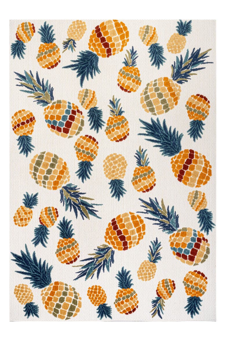 JONATHAN Y Ananas Bold Pineapple High-Low Indoor/Outdoor Area Rug, Alternate, color, Orange/Navy