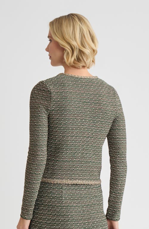 Misook Heritage Lurex Braided Trim Tweed Knit Jacket In Multi