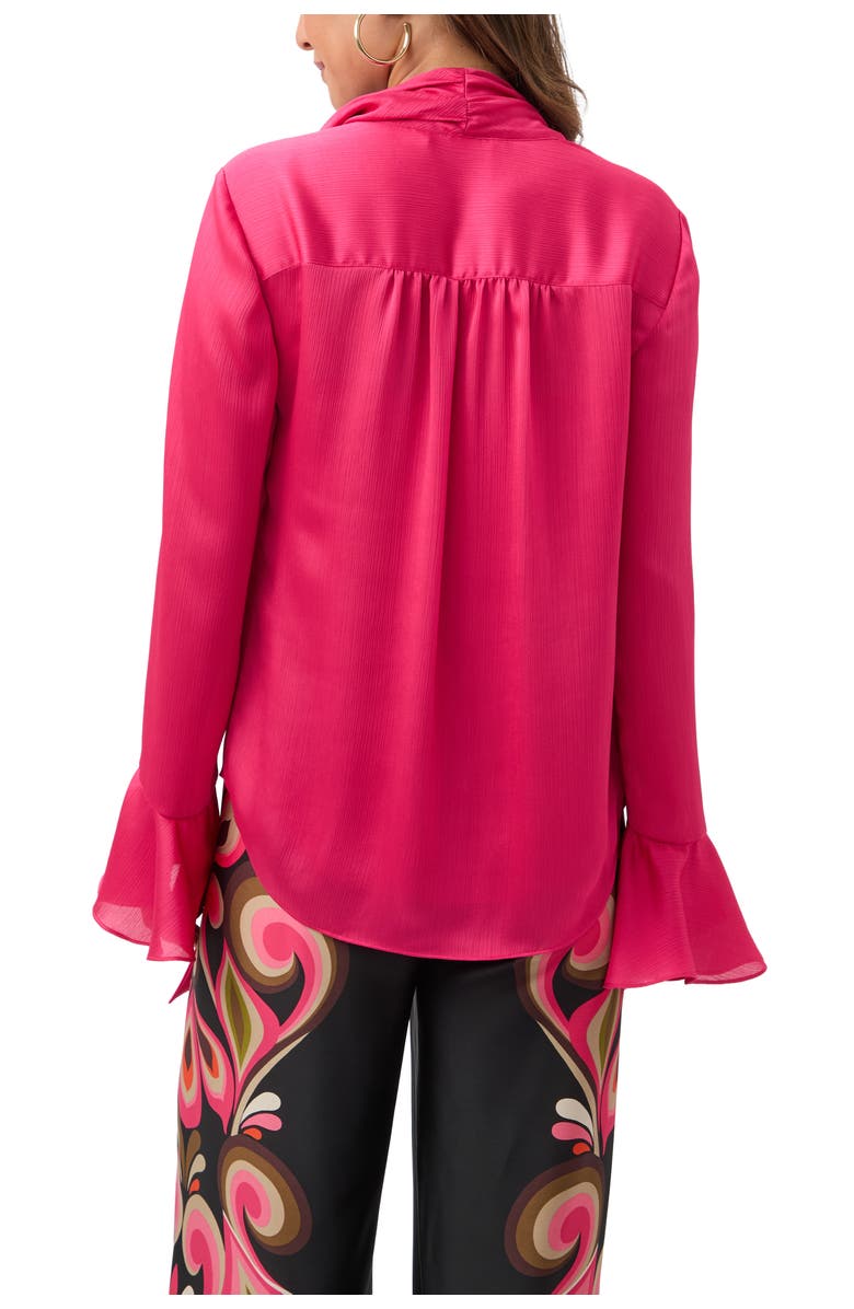 Trina Turk Alora Crinkle Georgette Tie Neck Top, Alternate, color, Forrest Rose