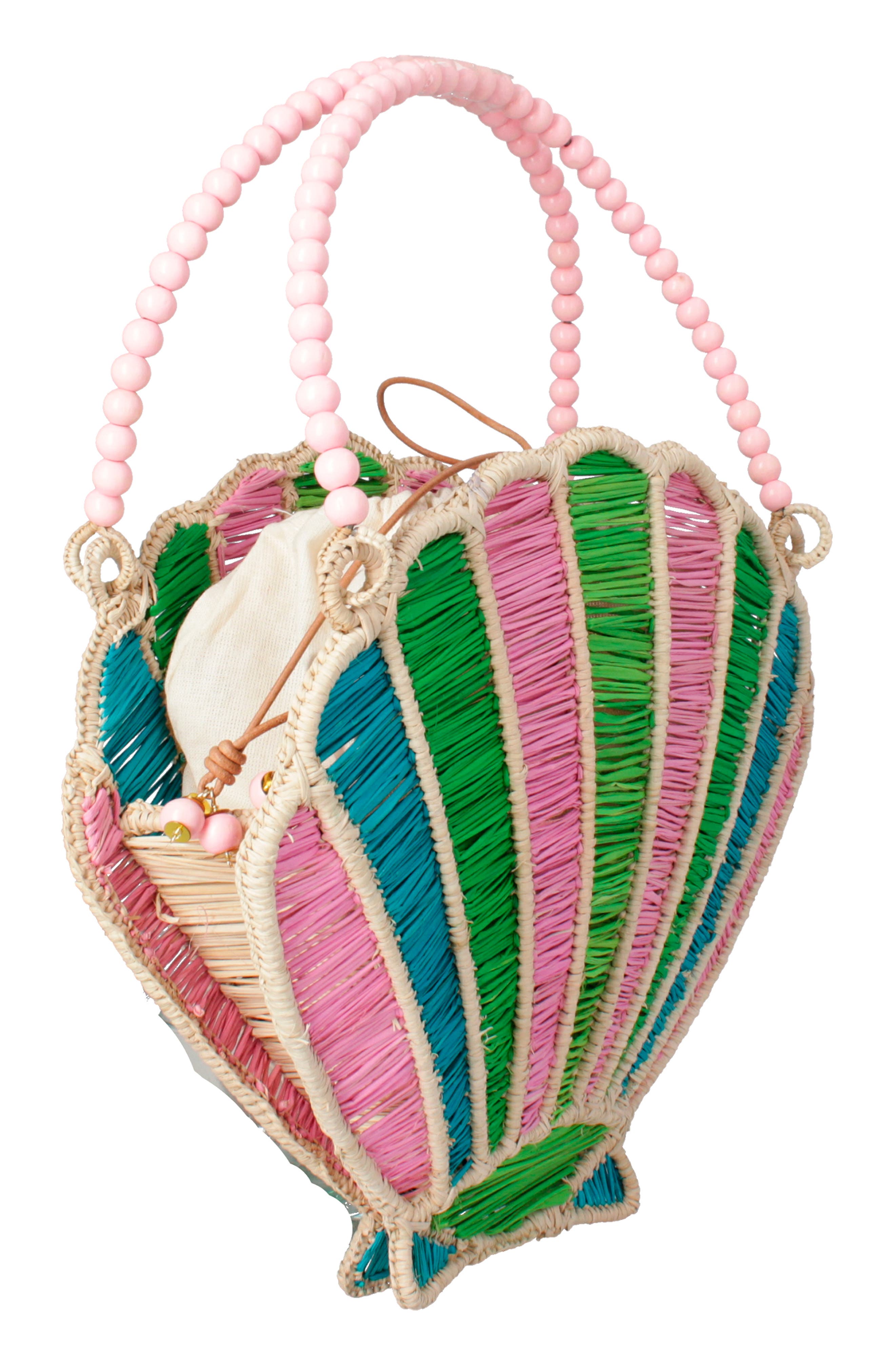 MERCEDES SALAZAR Shell Raffia Handbag, Alternate, color, 