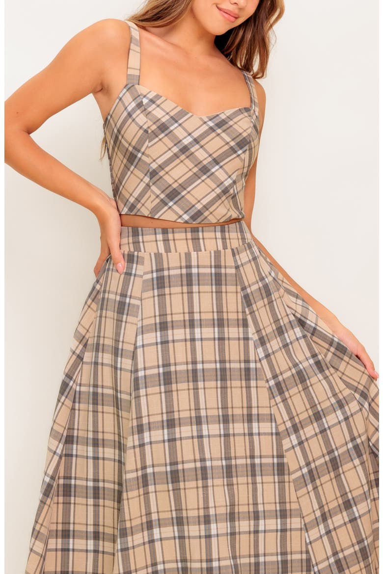 Plaid Two-Piece Maxi Skirt Set, Alternate, color, BEIGE