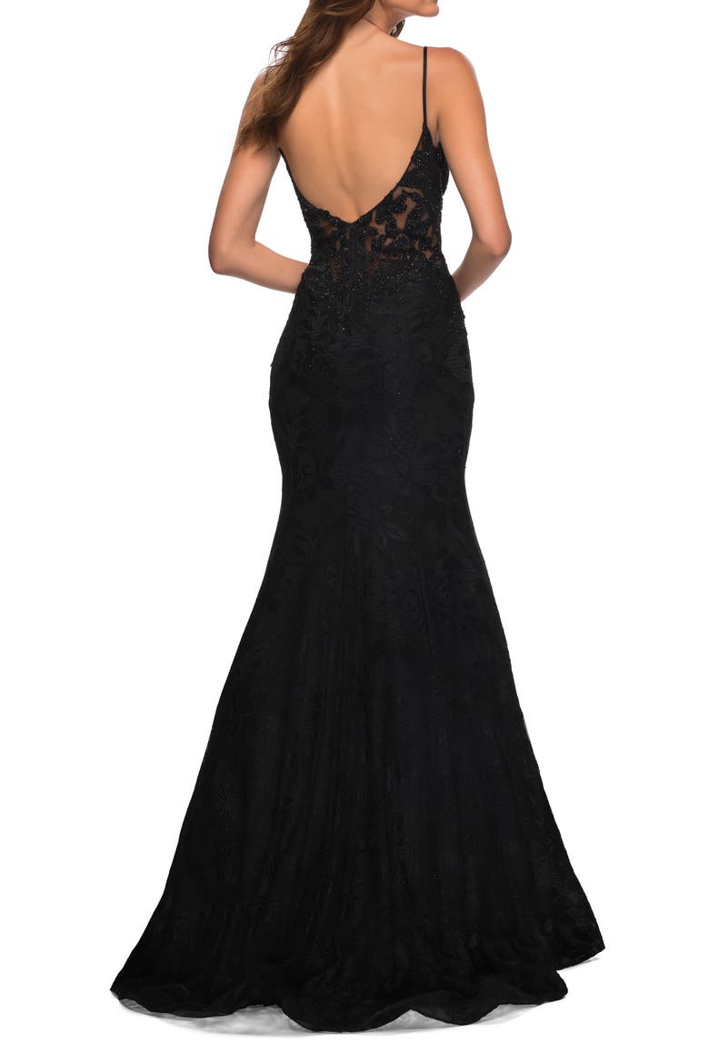 Lace Mermaid Gown, Alternate, color, BLACK