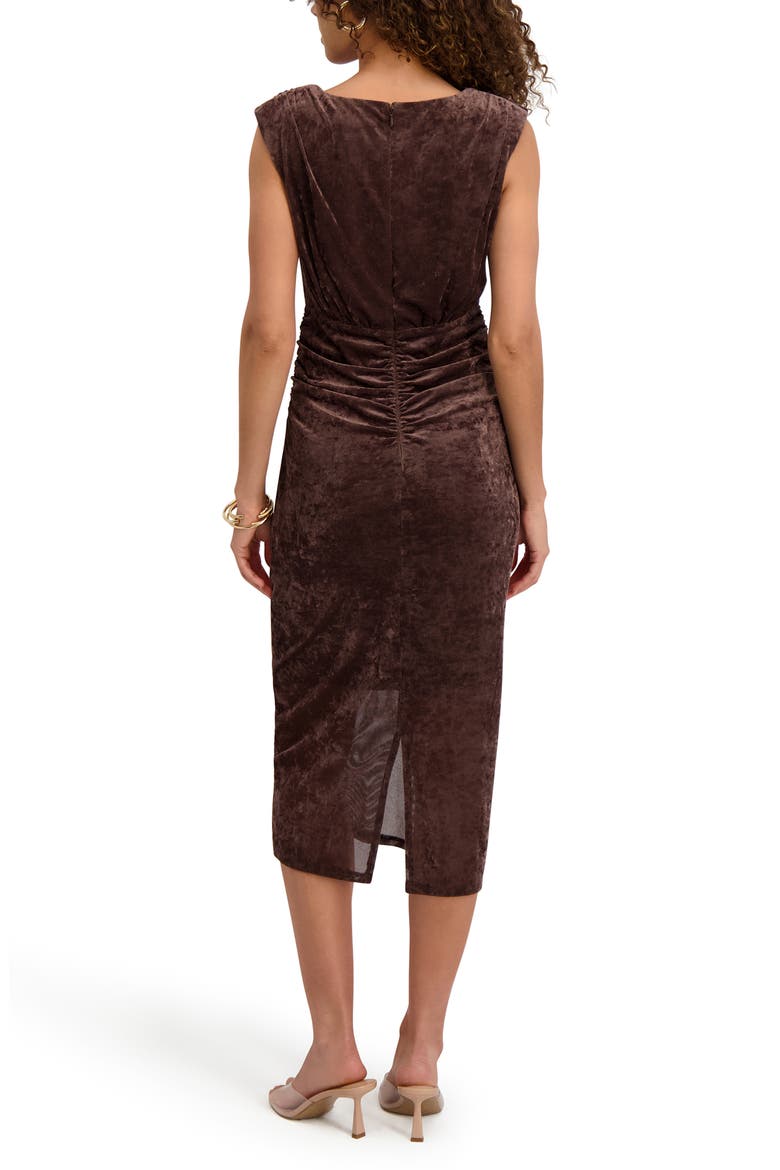 Velvet & Mesh Sleeveless Dress, Alternate, color, TAUPE