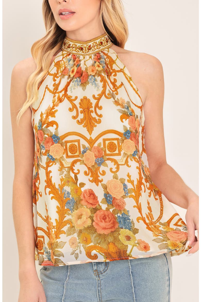 Floral Print Halter Top, Alternate, color, IVORY