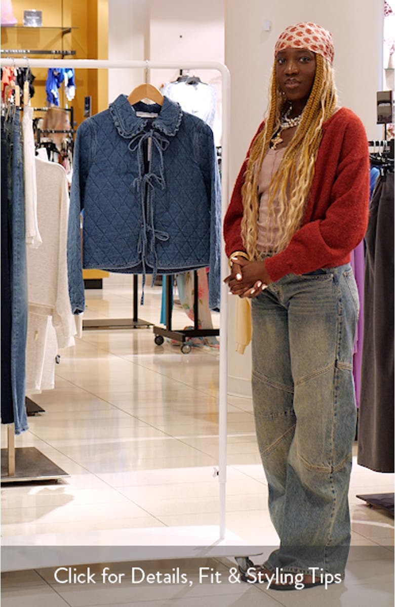 Tie Front Quilted Denim Jacket, sales video thumbnail