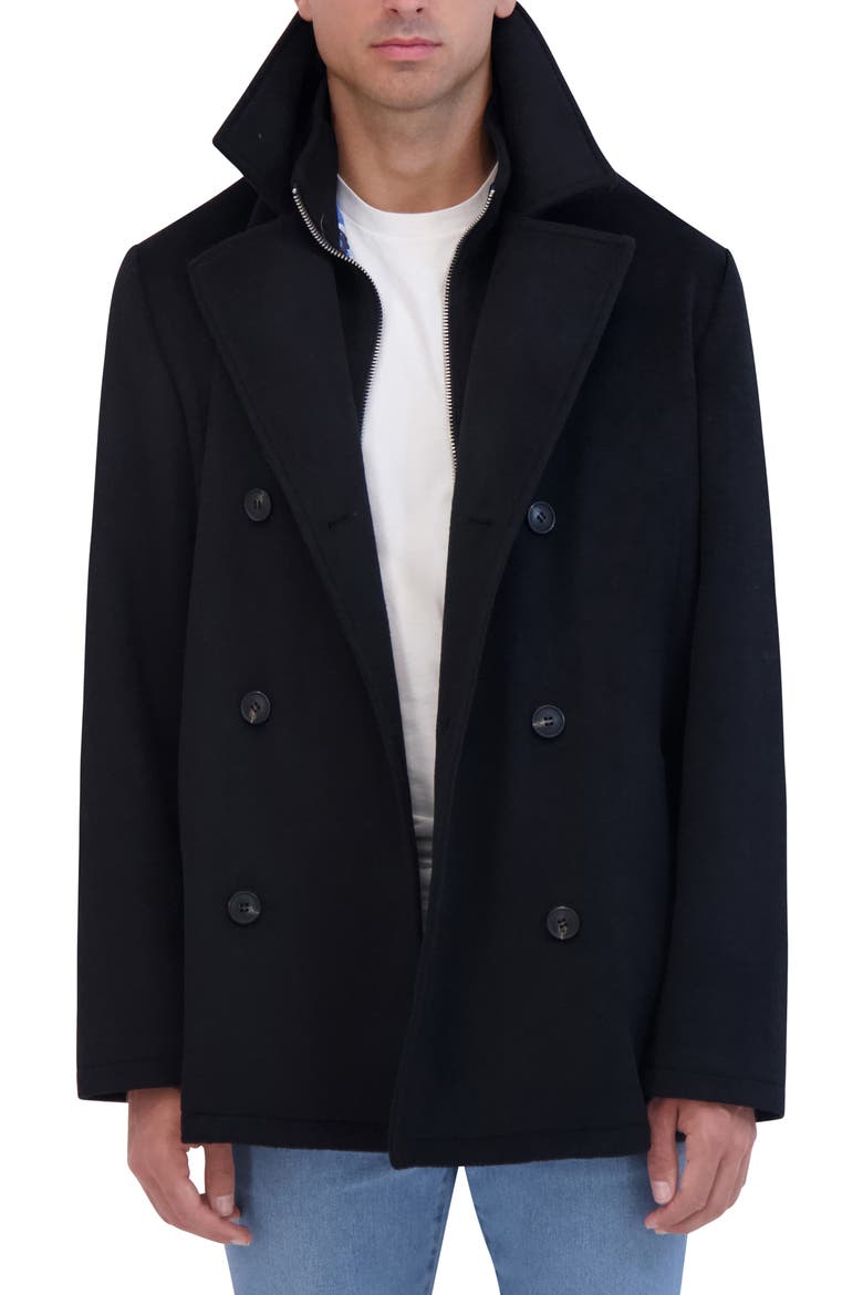 Peacoat with Bib, Alternate, color, BLACK