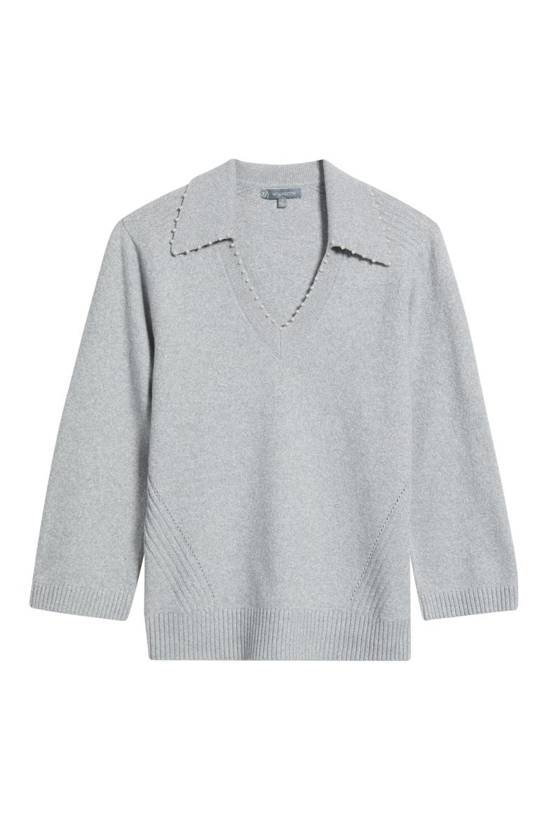 Bead Trim Sweater, Alternate, color, HEATHER GREY