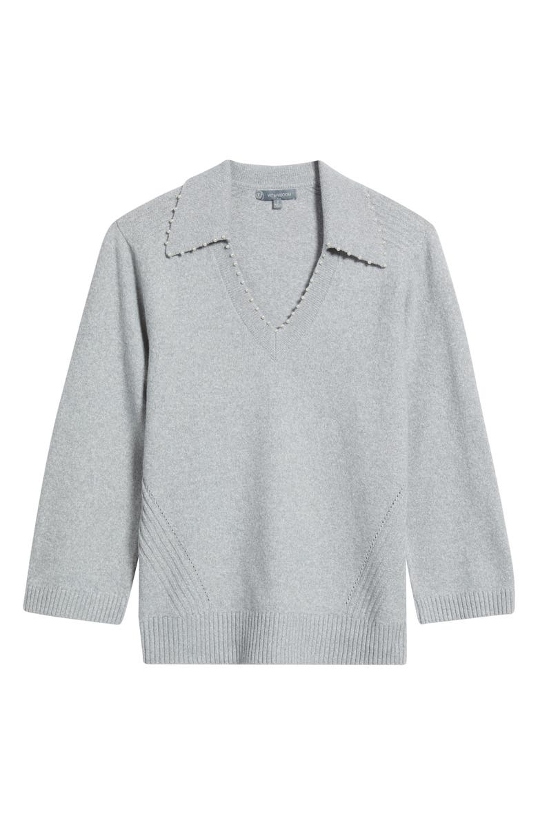 Wit & Wisdom Bead Trim Sweater, Alternate, color, Heather Grey